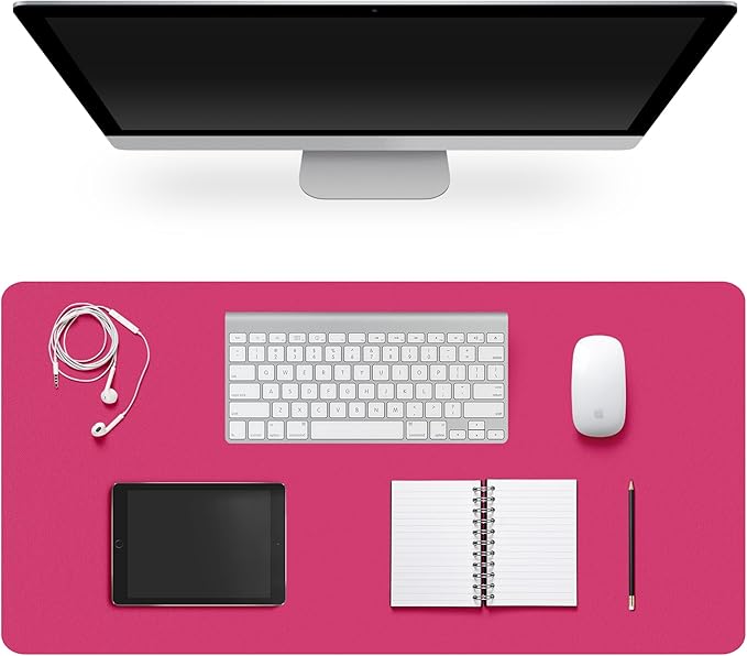 Leather Desk Pad Protector,Non-Slip Desk Pad,on-Slip PU Leather Large Mouse Pad,Easy Clean Desk Protecor Mat,Writing Pad for Office Work/Home/Decor(Rosepink, 23.6" x 13.7")