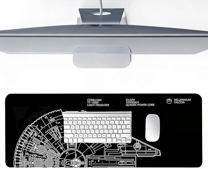 Large Gaming Mouse Pad, Desk Mat Extended XXL Keyboard Desk Pad with Non-Slip Base, 31.5x11.8 inch Black Gamer Mousepad for Office, Home & Gaming Room Decor (Spaceship Sci-f-1)