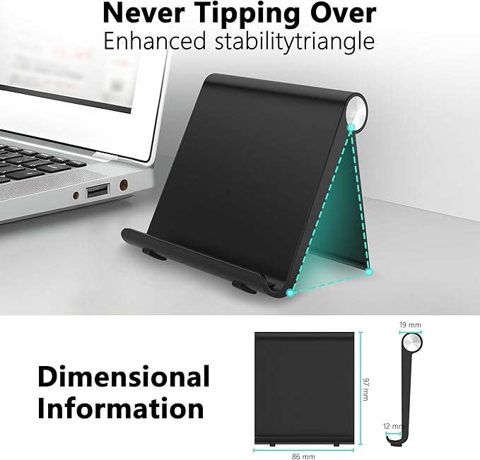Cell Phone Foldable Stand for Desk, Portable Cell Phone Holder, Adjustable Tablet Dock, Office Desk Accessories for iPhone 17 16 15 14 13 Pro Max Air, Galaxy S25, S24, Black&White&Blue
