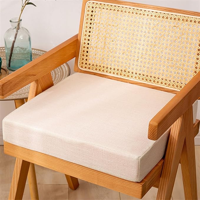 Reyox Square Non Slip Seat Cushion Thicken Chair Cushion for Recliners, Armchairs 3" Thick Ivory 20" x 20"