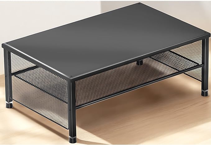 ECOLOVI 2-Tier Computer Monitor Stand Riser, Desk Organizer for Monitor, Printer & Laptop Stand, Desktop Workspace Organizers for Office Supplies(Black)