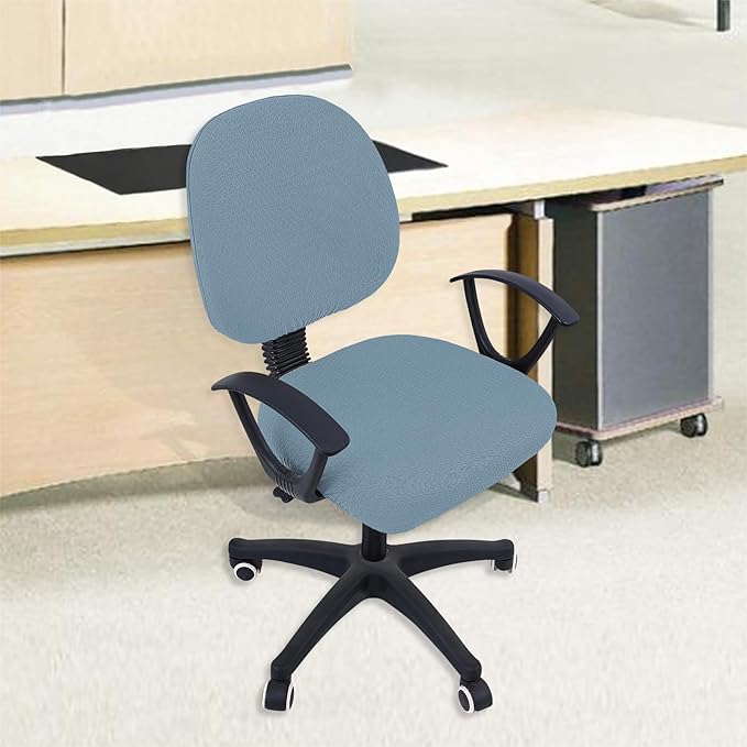 Smiry Stretch Jacquard Office Computer Chair Covers, Removable Washable Universal Desk Rotating Chair Slipcovers Protector, Seat + Backrest Cover, Airy Blue