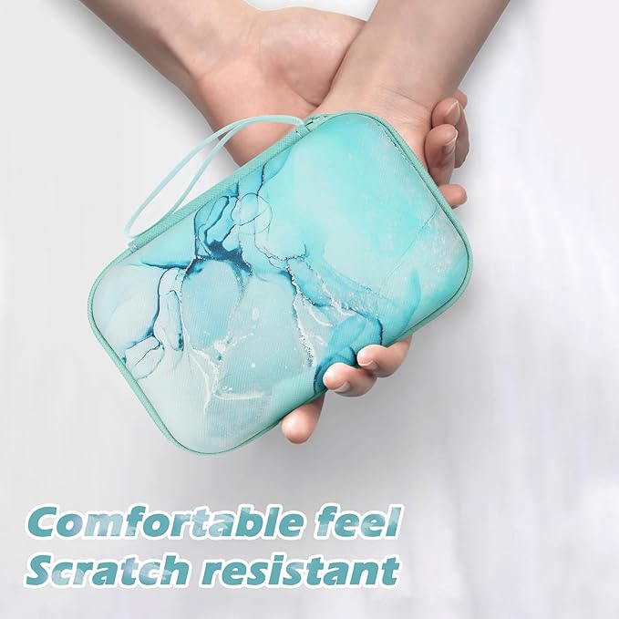 CameCosy DIY Phone Charger Cover Storage Sets USB Earphone Wire Saver Cable Organizer with Travel Storage Bag, Soft Cute Cable Protector Phone Charger Protector Compatible for iPhone(Green Marble)