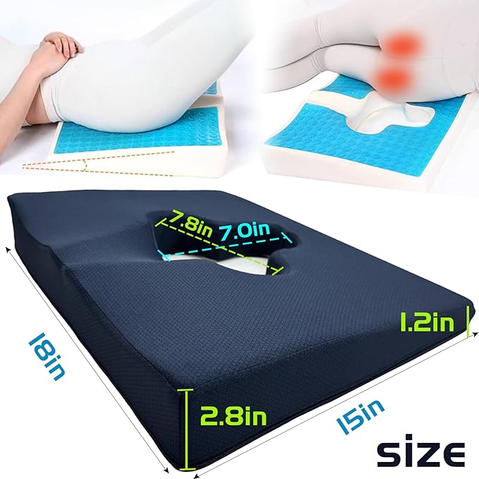 Gel Wheelchair Seat Cushion,Bed Sore Cushions for Butt,Gel Cushion for Pressure Relief,Donut Pillow for Tailbone Pain Relief,Sciatica,Coccyx,hemorrhoid Pillow,Cushion for Office Chair(Blue)