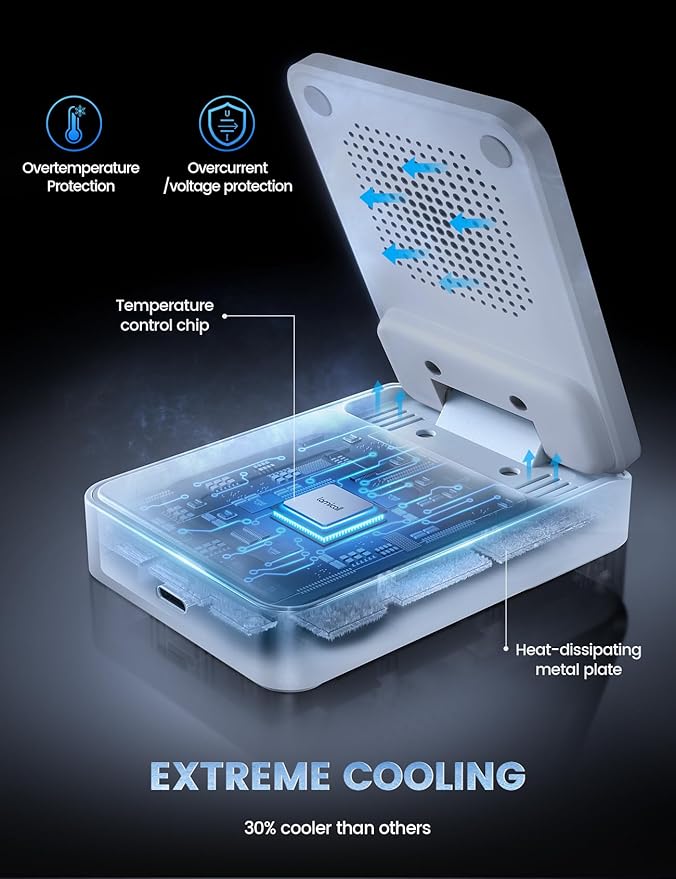 Lamicall Foldable 3 in 1 Wireless Charging Station for Apple MagSafe - [Upgraded Cooling & Reliability] Compact Travel Magnetic Charger Stand for iPhone 17 16 15 14 13 Pro Max, AirPods, Apple Watch