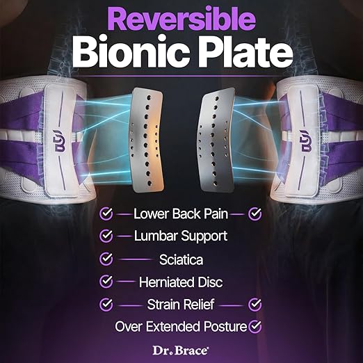 DR. BRACE® Lower Back Brace for Men & Women for Lower Back Pain Relief, Revolutionary Versatile Splints System & Removable Lumbar Pad, Adjustable & Breathable Back Support Brace (35.4-41.3″)