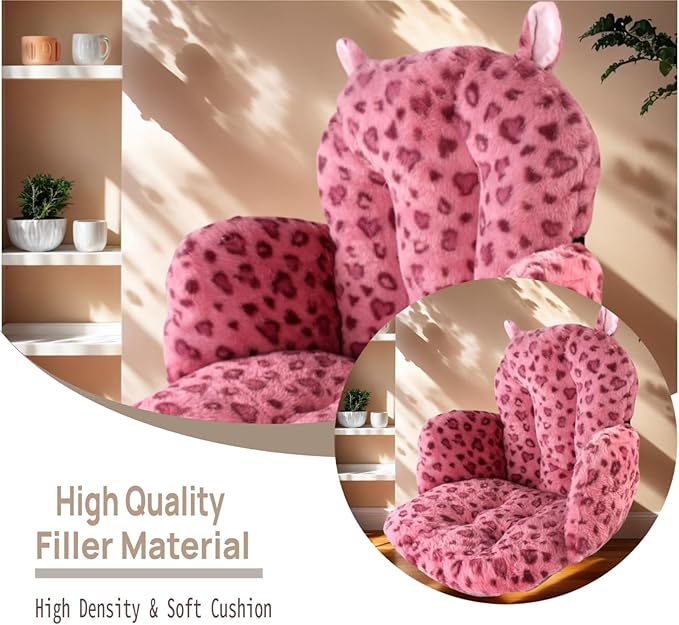 DOBUONO Comfy Office Chair Cushion: 17.5" L x 17.5" W x 18" H Cute Seat Cushion Kawaii Cushion for Gaming Chair with Backrest Non-Slip Floor Seating for Adults and Pets Pink Stuff for Room Decor