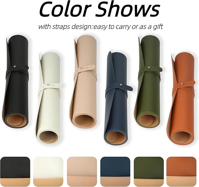 Dual-Sided Desk Pad,Green 31.5" x 15.8" Large Natural Cork & PU Leather Desk Mat,Non-Slip Waterproof Desk Blotter Pad for Office & Home