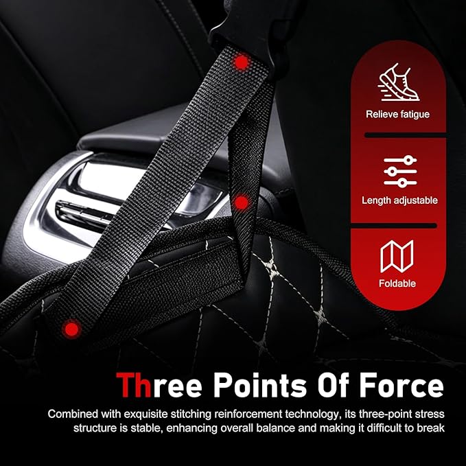 Car Foot Hammock, Leather Comfortable Car Seat Foot Rest, Ergonomic Vehicle Seatback Legs Relaxation Accessory, Universal for Traveling Camping Office (Black & White)