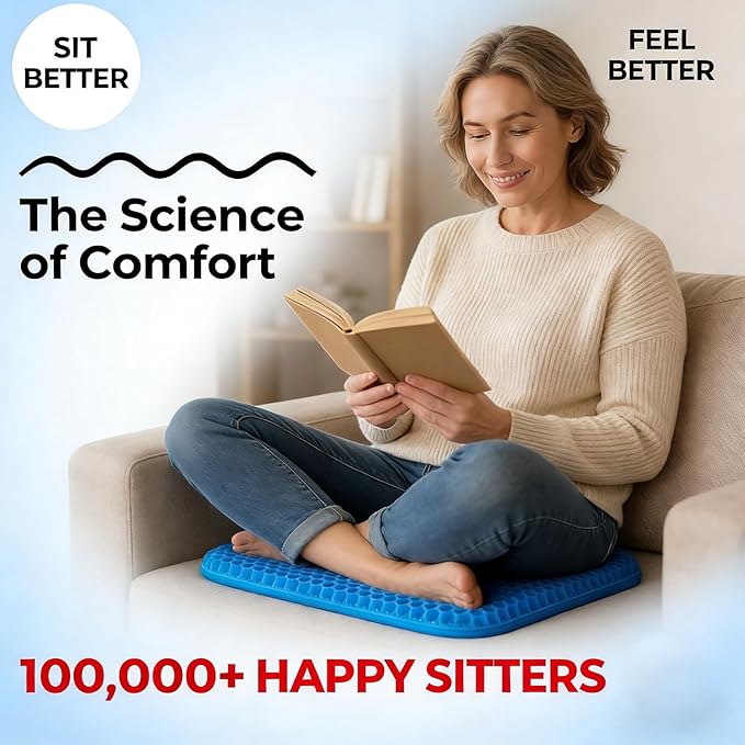 Gel Seat Cushion, Cushion, Gel Seat Cushion for Long Sitting, Breathable Honeycomb Design Absorbs Pressure Points Chair Pad, for Office Chair, Wheelchair, Car & Truck (50 * 50 * 6cm)