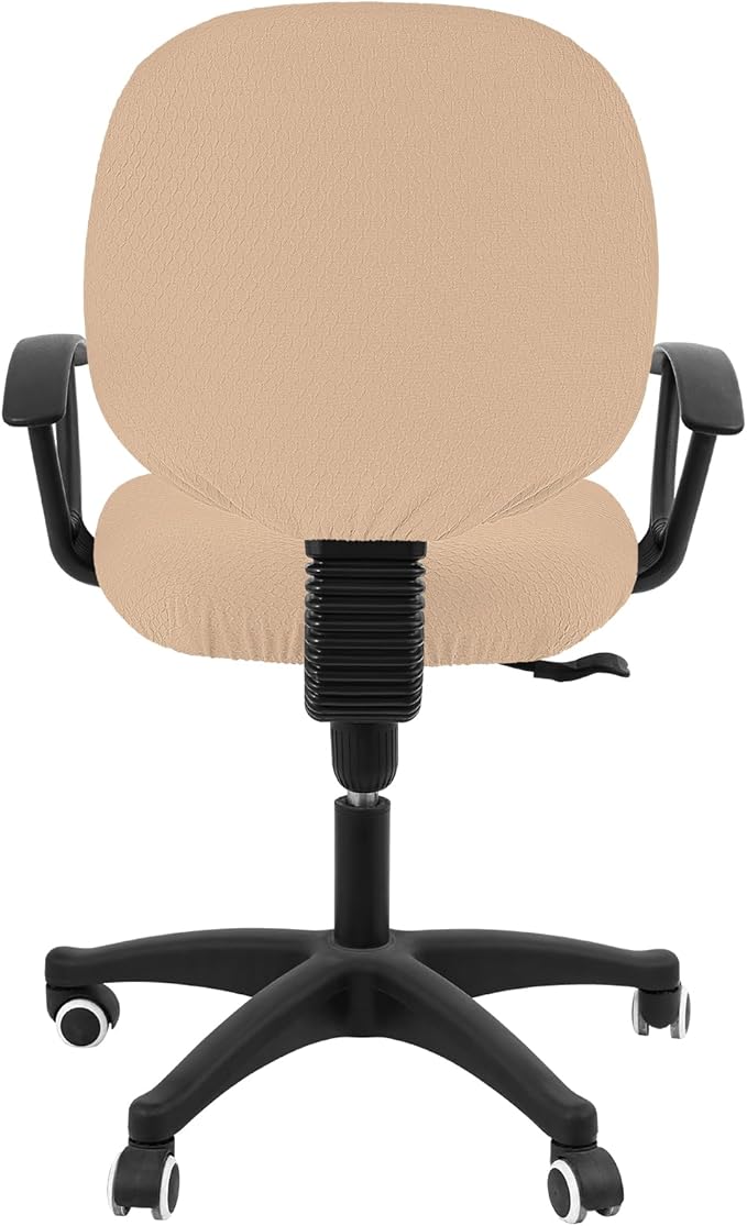 Smiry Stretch Jacquard Office Computer Chair Covers, Removable Washable Universal Desk Rotating Chair Slipcovers Protector, Seat + Backrest Cover, Khaki
