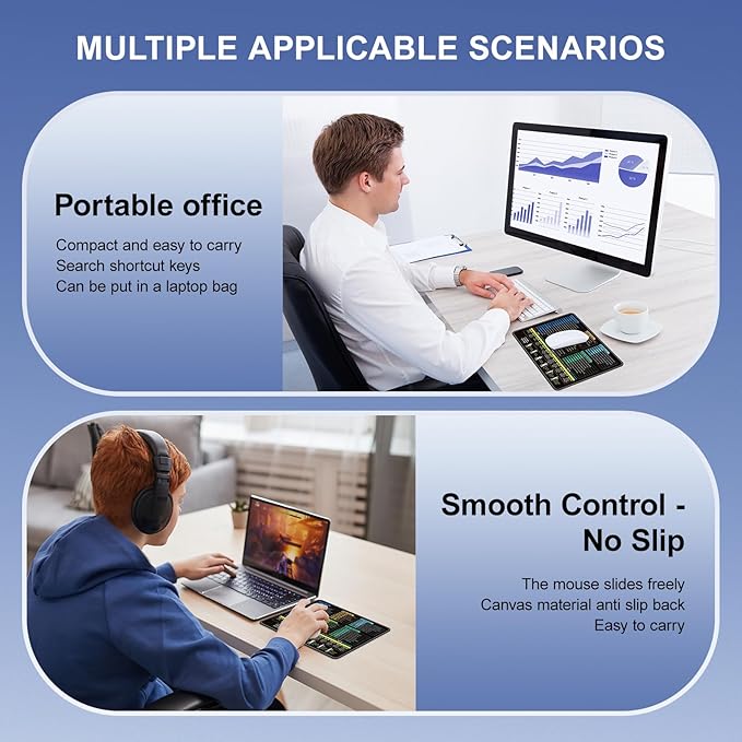 Excel Mouse pad—11.8 * 9.8inch Portable Size |Contains 5 Excel Function modules, FN Shortcut Keys and Practical Relaxation Exercises，Work、Study、Gaming Mouse pad,Excel Cheat Sheet Desk pad