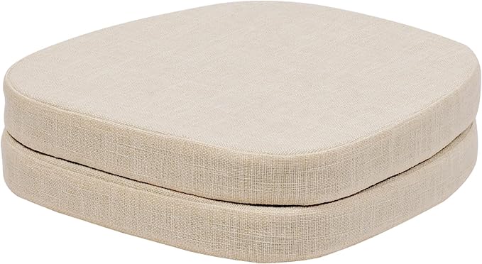 baibu 14x14 Memory Foam Metal Chair Cushions Set of 2, Dual-Layer Design Non-Slip Metal Dining Chair Pads Kitchen Seat Cushion with Machine Washable Cover, Light Beige