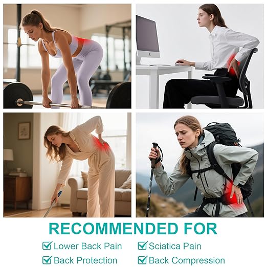 Ultra Thin Lumbar Support Brace for Women & Men – Lightweight Back Pain Relief Belt with Breathable Mesh – Slimline & Invisible Under Clothes – Sciatica & Herniated Disc Support