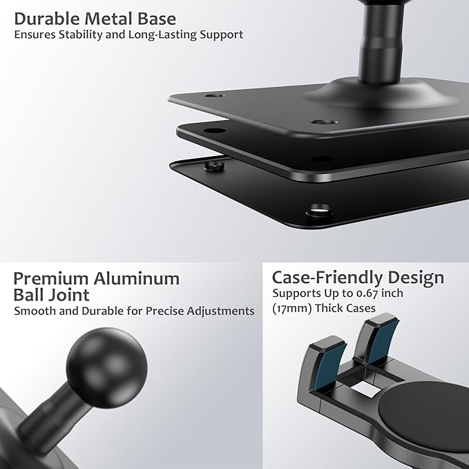 Tablet Wall Mount, 360° Rotating iPad Wall Mount Holder, Compatible with 4.7"-12.9" Tablets Including Phones, iPad Pro/Mini/Air, Samsung, Kindle, Galaxy Tab - Ideal for Gym, Kitchen, Work Use
