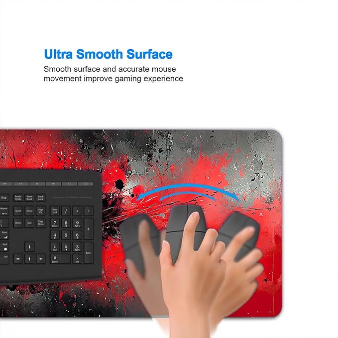 Graffiti Mouse Pad Large Red Black Cool XL Mouse Pad Large Mousepad Extended Laptop Keyboard Mat Gaming Desk Pad Mouse Mat Compatible with Computer, Laptop, and Keyboard 31.5x11.8 Inch