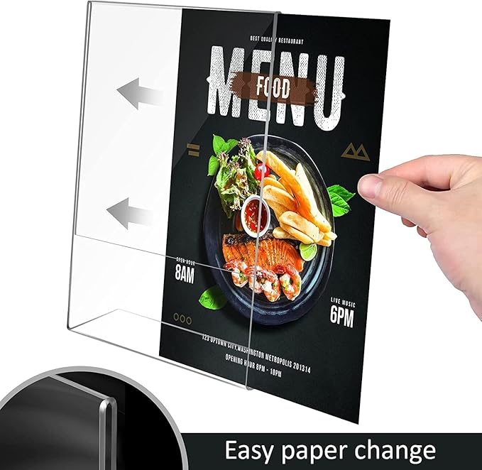 6 Pack Acrylic Sign Holder 5x7 for Picture Frames,Slanted Back Acrylic Sign Holders for Business & Store,Plastic Sign Holder,Menu Holder, Table Sign Holder for Office, Home, Store, Restaurant- Vertical