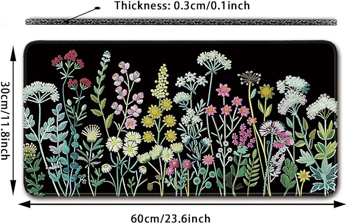 Desk Pad Protector, Office Desk Mat, Large Mouse Pad, Non-Slip Desk Blotter, 23.6x11.8 inch, Watercolor Flower