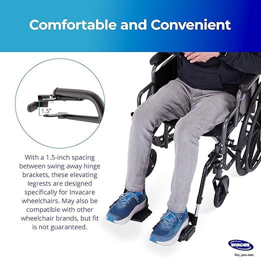 Invacare T93HCP Wheelchair Hemi Footrest with Composite Footplate and Heel Loop for Wheelchair, Pair
