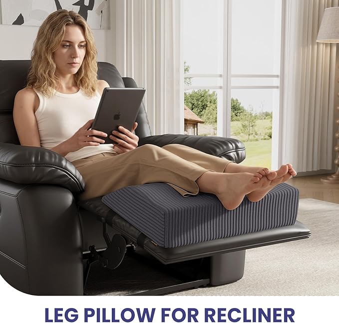 idee-home Recliner Leg Rest Cushion, Recliner Footrest Extender Pillow with Removable Corduroy Cover, Multi Purpose Ergonomic Foot Pillow Back & Lumbar Support Cushion for Bed Sofa Couch, Dark Grey