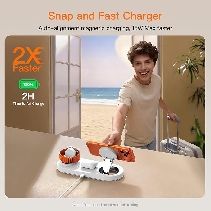 2026 for Apple Watch 5W Fast Charger：3 in 1 Wireless Charging Station for Apple Mag-Safe Charger Stand,Fast Magnetic Wireless Charger Station for iPhone17 16 15 14 13 12 Series,Airpods, Watch