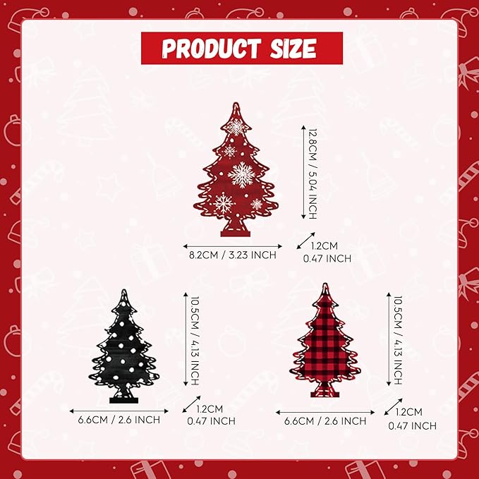 Smile 3 Pcs Wooden Blocks Christmas Trees Signs, Tiered Tray Decorations, for Home Table Shelf.