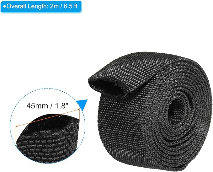 PATIKIL 1.1" Dia 6.5FT Nylon Protective Hose Sleeve, Cable Cover Sheath Protection for Welding Tig Torch Hydraulic Hose, Black