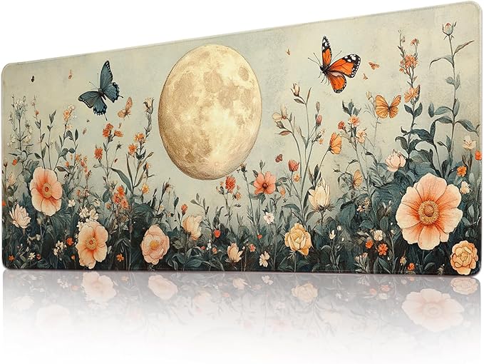 Desk Mat Mouse Pad Gaming Desk Pad XL Large Mouse Mat Office Decor Accessories (Butterfly Flower)
