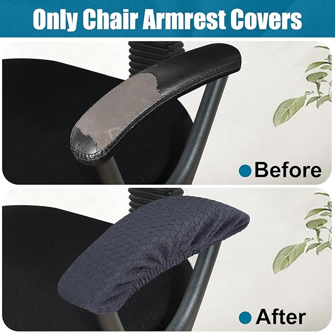 Smiry Stretch Jacquard Office Computer Chair Armrest Covers, 2PCs Removable Washable Anti-dust Desk Chair Arm Pad Covers, Dark Grey