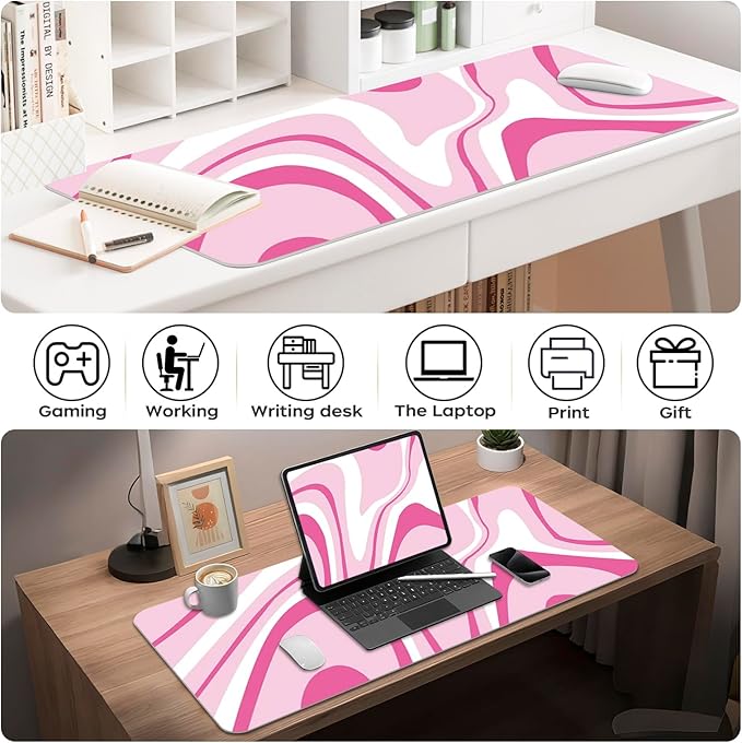 Large Desk Mat 35.4" x 15.7", PU Leather Desk Mats Mouse Pad Protector, Large Mouse Pad Non-Slip, Waterproof Writing Pad for Office and Home