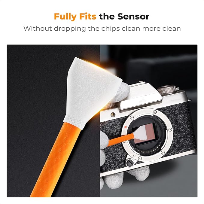 K&F CONCEPT 16mm APS-C Sensor Cleaning Swab*10 + 20ml Sensor Cleaner, DSLR SLR Digital Camera CMOS and CCD Sensor Cleaning Swab Kits for Nikon Sony Canon Camera Clean