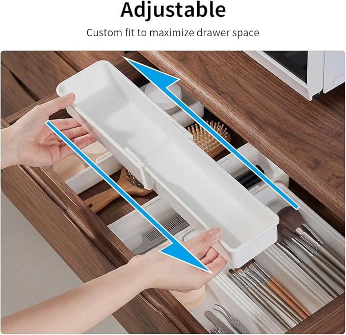 Adjustable Drawer Organizers Expandable,Drawer Divider Inserts for Makeup Cosmetics,Underwear Socks,Office Supplies,or Bathroom Storage,Multi-Purpose Plastic Drawer Trays