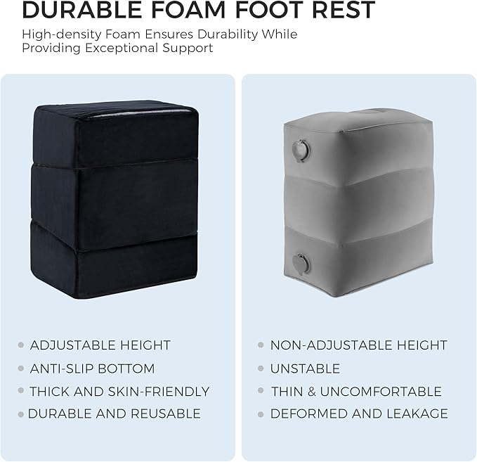 Ganondorf 3PCS Foot Rest for Under Desk at Work Adjustable Foot Rest Under Desk Ergonomic Foot Stools for Under Office Desk Extra Large Leg Pillow for Underdesk Footrest with Warm Sherpa Topper, Black