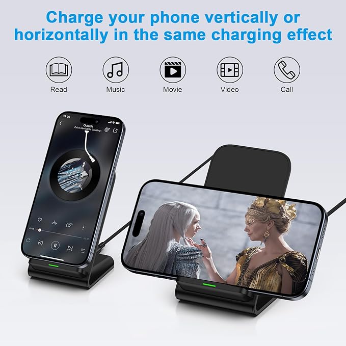 Wireless Charger Samsung Fast Charging Stand for Samsung Galaxy S26 Ultra S26+ S26 S25 S24 S23 S22 S21 S20 Ultra FE, 15W Android Phone Wireless Charger Stand for Pixel 10a 10 9 Pro XL Fold 8a 7 Pro