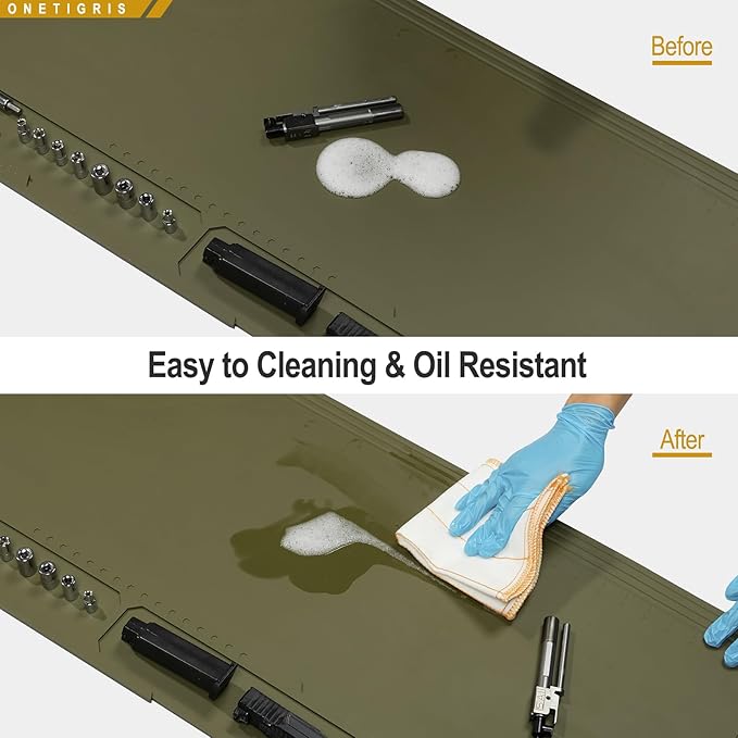 OneTigris Gun Clean Mat Magnectic for Table, Extra Large 48"x16" Anti-Slip Rubberized Repair Mat for Gun Parts, Protects Work Surface from Solvents and Oils