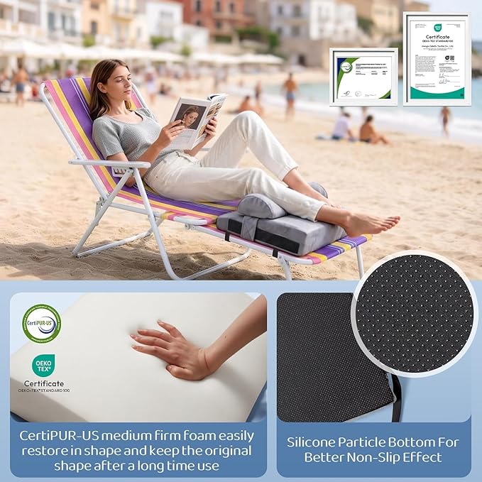 Recliner Foot Rest Cushion - Recilner Leg Rest Cushion with Removable Semi-Cylinder for Superior Support, Adjustable Recliner Foot Rest Extender, Recilner Leg Pillow with 2 Straps, Grey