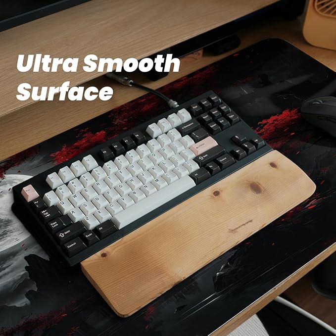 Gaming Mouse Pad with Anti-Slip Rubber Base, Extended Large Computer Mouse Mat with Stitched Edges, Long XL Anime Mousepad for Laptop and Keyboard, 31.5 x 11.8 inch (Dark Full Moon)