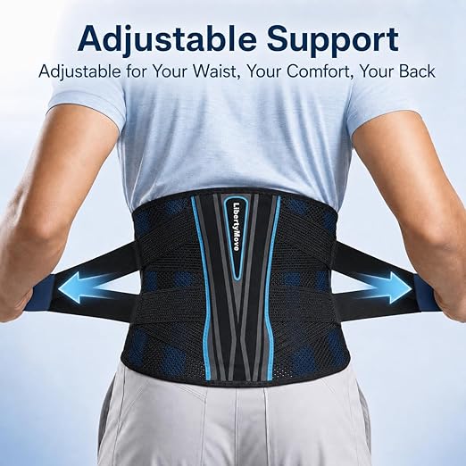 Modern Back Brace for Lower Back Pain Relief, 9" Wide Lumbar Support Belt for Men and Women with Removable Aluminum Panel, 3D Knitted Mesh Back Support Brace with Dual Compression Straps for Work, Lifting, Driving & Daily Wear
