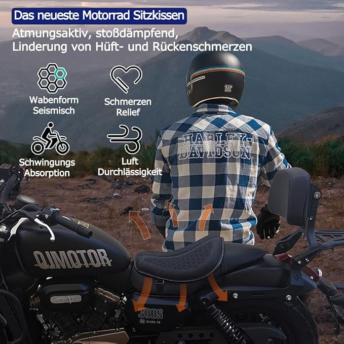 Motorcycle Seat Cushion Gel Pad Foldable Soft Seats with Pressure Relief Pads for Motorcycles Breathable and Shock for Long Rides Seat Cushion Motorcycle Accessories