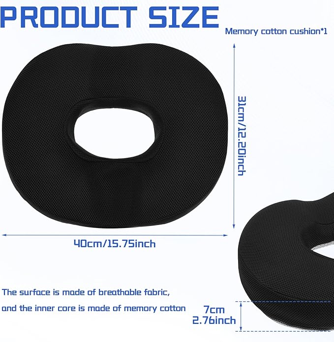 Donut Pillow Butt Seat Cushion with Ergonomic Design,Memory Foam Seat Cushion with Anti Slip Bottom,for Office Chair for Office Worker Car Driver
