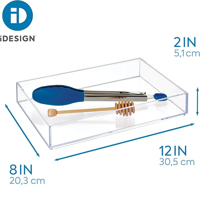 iDesign Clear Drawer Organizer, Plastic Tray for Makeup Storage on Bathroom Vanity, Dresser or Desk