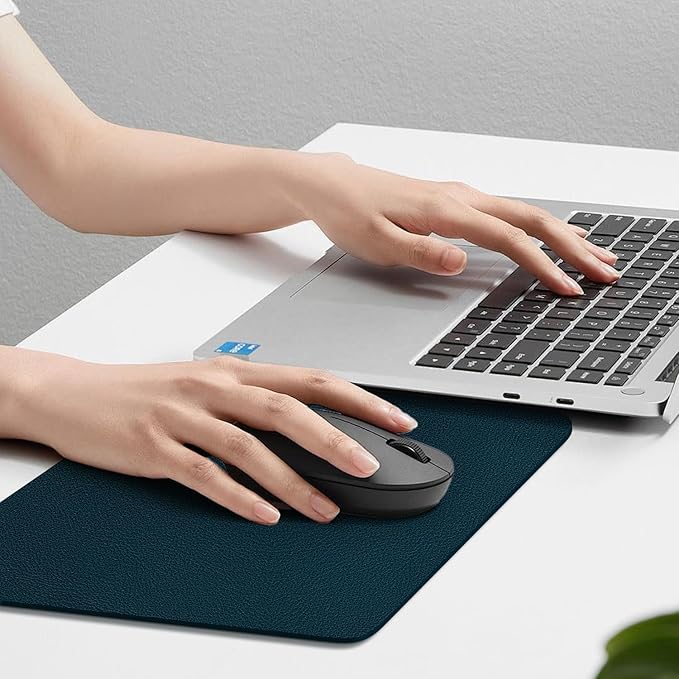 Leather Desk pad Protector, Office Mat, Large Mouse Mat, Non-Slip PU Leather Blotter, Laptop Desk Pad,Waterproof Laptop Computer Desk Keyboard Mat for Office/Work/Home/Decor (Dark Blue, 11in*8in)
