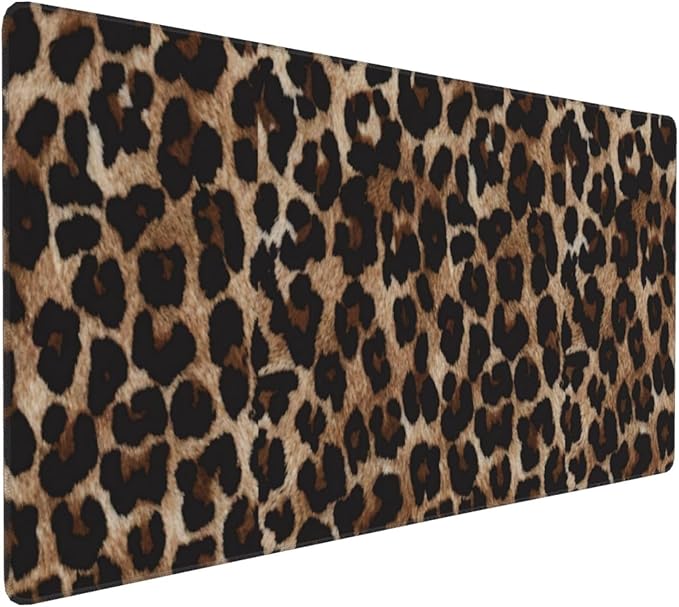 Leopard Cheetah Print Large Mouse Pad & Desk Mat Extended Mousepad with Stitched Edges Non-Slip Rubber Base Laptop Computer Keyboard Pad for Gaming, Office & Home Decor, XXXL - 35.4" X 15.7"