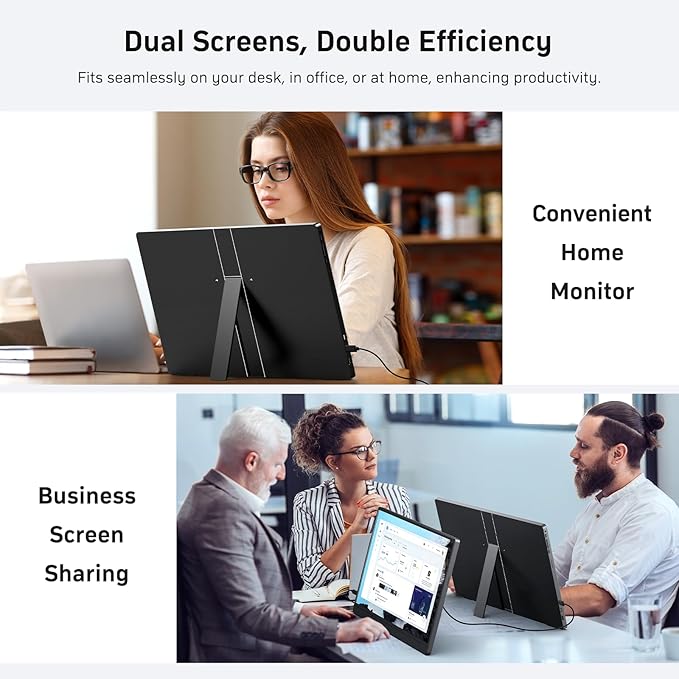 MNN 18.5'' Portable Monitor 100Hz, FHD 1080P IPS Laptop Screen with Built-in Stand & Dual Speakers, USB-C HDMI External Display for Laptop PC Phone PS5 Xbox Switch, Travel Gaming Monitor