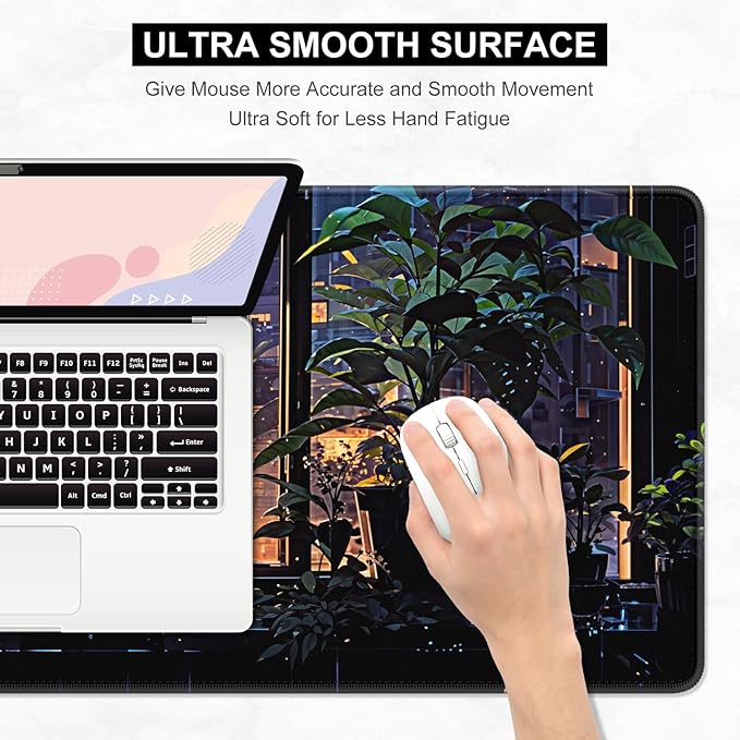 Desk Pad, 32" x 16" XXXL Extended Large Gaming Mouse Pad, Desktop Decor Desk Mat, Men Women Office Supplies and Accessories, Cute Anime Mouse Mat for Laptop & Keyboard, City Cat