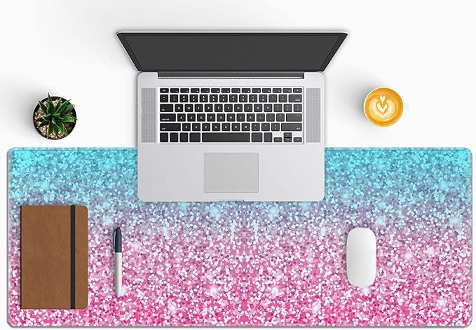 Pink Glitter Pattern Mouse Pad (31.5 × 11.8 × 0.12 inch) Extended Large Mouse Mat Desk Pad, Stitched Edges Mousepad,Non-Slip Rubber Base,Gaming Mouse Pad XL