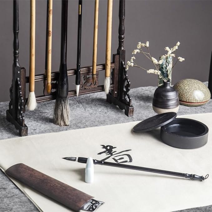 Eorbow 4 Pack Chinese Calligraphy Drawing Felt Mat, 5mm Thick Felt Desk Pad for Sumi Xuan Paper Painting Practice Calligraphy Writing Japanese Drawing, 19.6 x 27.5 inch (50 x 70cm)