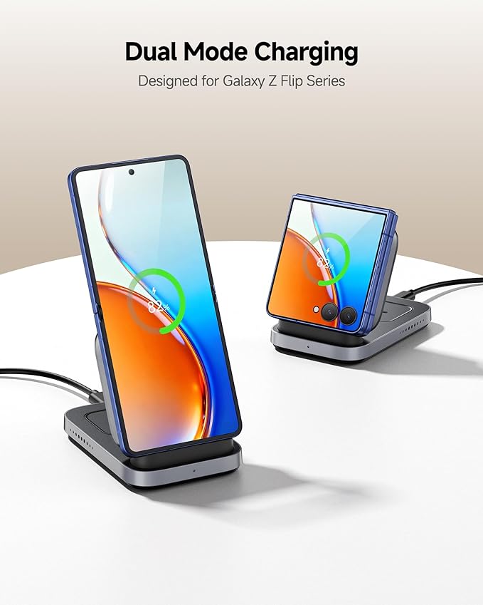 SwanScout Wireless Charger for Samsung Z Flip 7/7 FE/6/5/4/3, 3-in-1 Charging Station for Galaxy Watch 8 Classic/8/Ultra/7/FE/6/5/4, SwanScout 713F (NO Adapter)