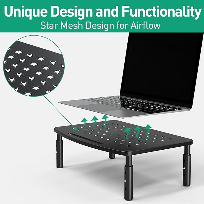 Zimilar 2 Pack Monitor Stands, 3 Height Adjustable Riser for Laptop, Printer, iMac, PC, Premium Metal Stand for 2 Monitors