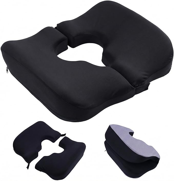 Split-Design Bed Sore Pillow Coccyx Cushion - T-Shaped Pressure Relief Pillow for Tailbone Pain, Hemorrhoids, Post-Surgery & Bedridden Patients | Donut Pillow for Office Chair & Wheelchair Cushions